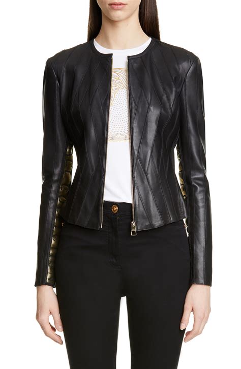 jacket leather women versace outlet